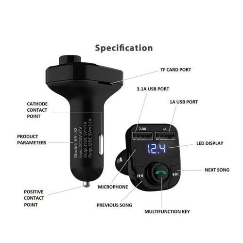 Multifunction Wireless Car MP3 Player - Black