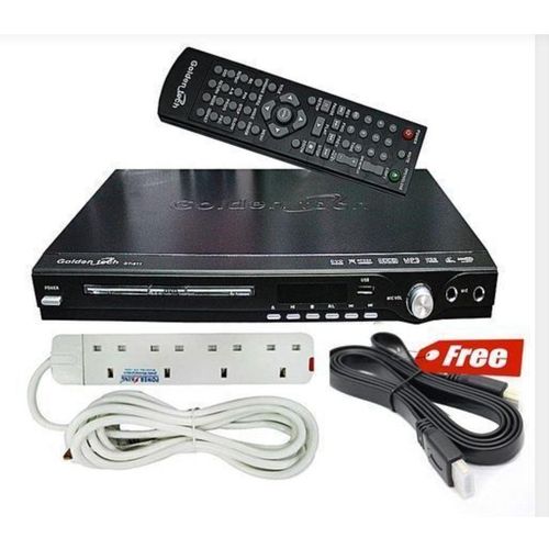 Golden Tech HDMI DVD Player + Free Powerking 4 Way Extension & Free HDMI Cable - Black