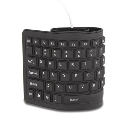 Original Accessories USB Flexible Foldable Silicone Gel Keyboard for PC - Black