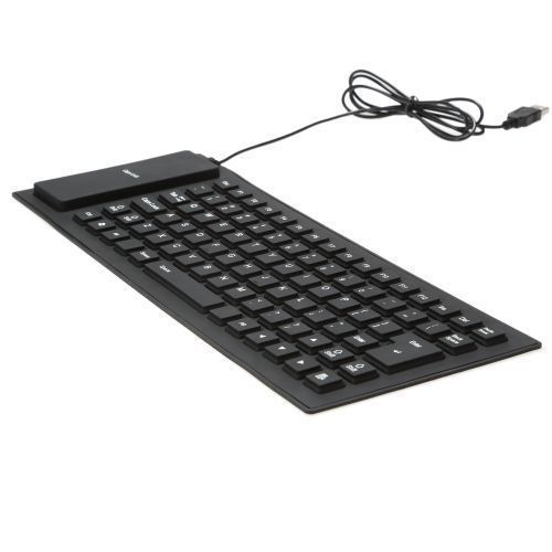Original Accessories USB Flexible Foldable Silicone Gel Keyboard for PC - Black