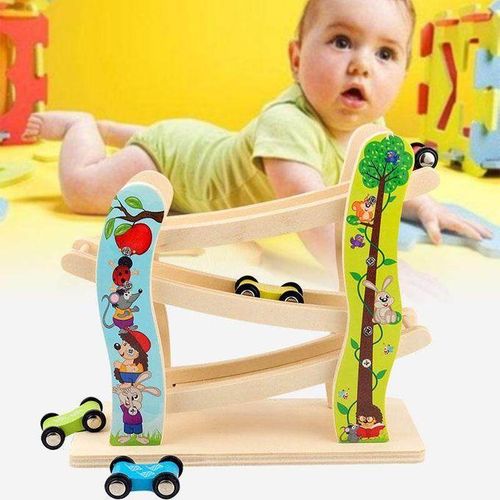 1 Set Roller Coaster Wooden 4 Carton Motor Racing Kids Educational Developmental Toy