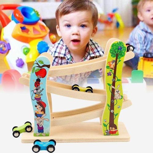 1 Set Roller Coaster Wooden 4 Carton Motor Racing Kids Educational Developmental Toy