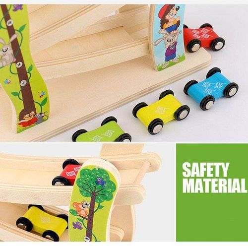 1 Set Roller Coaster Wooden 4 Carton Motor Racing Kids Educational Developmental Toy