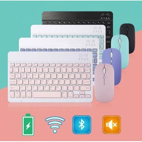 Wireless Bluetooth Keyboard And Mouse Set Rechargeable  - White