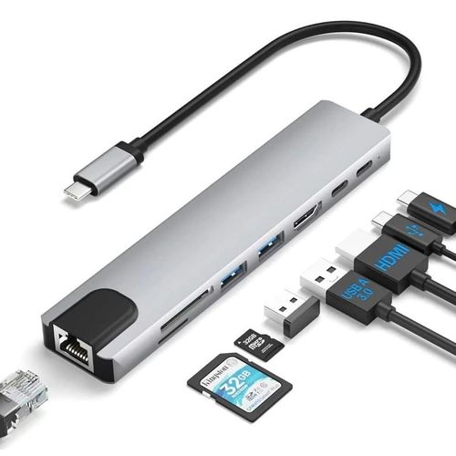 8 in 1 USB C Hub Multiport Adapter with 4K HDMI, 85W PD, USB 3.0 Ports, USB C Data Port, SD/TF Card Reader, USB C Dongle for MacBook Pro/Air and Other Type C Devices