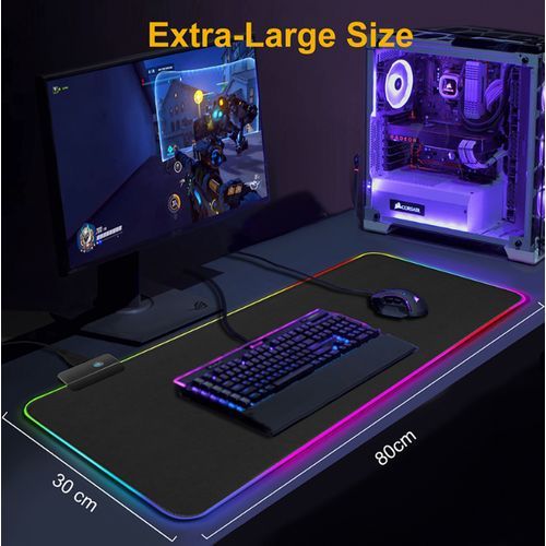 RGB Mouse Pad, LED Computer Keyboard Pad - 800x300x3mm - Black