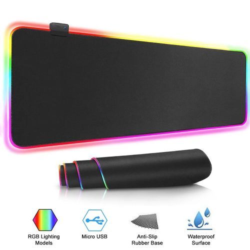 RGB Mouse Pad, LED Computer Keyboard Pad - 800x300x3mm - Black