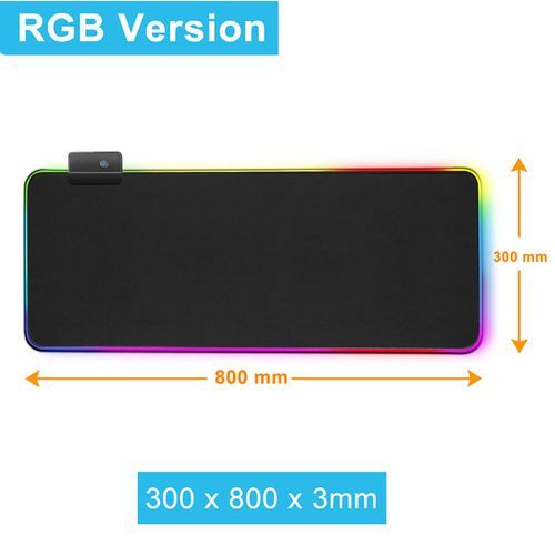 RGB Mouse Pad, LED Computer Keyboard Pad - 800x300x3mm - Black