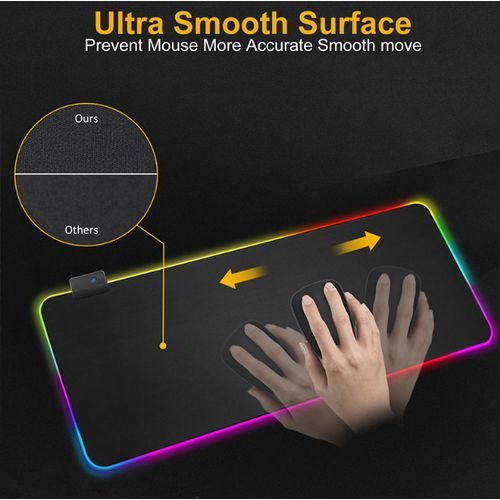 RGB Mouse Pad, LED Computer Keyboard Pad - 800x300x3mm - Black