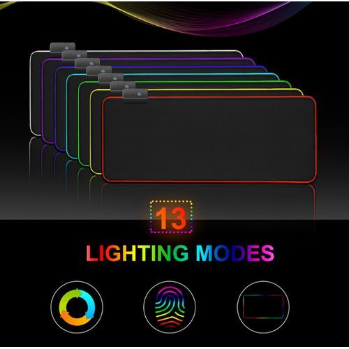 RGB Mouse Pad, LED Computer Keyboard Pad - 800x300x3mm - Black