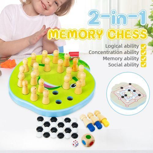 2-in-1 Wooden Memory Chess Baby Kids Educational Toys Parent-Child Leisure Fun
