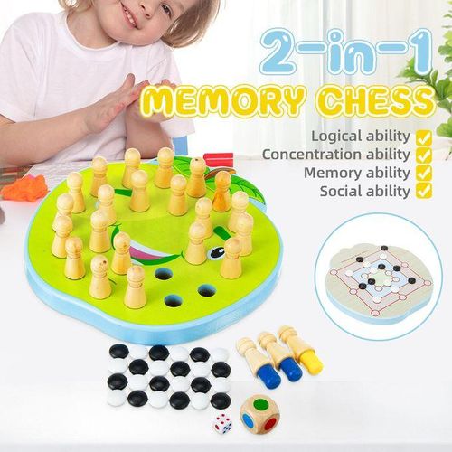 2-in-1 Wooden Memory Chess Baby Kids Educational Toys Parent-Child Leisure Fun