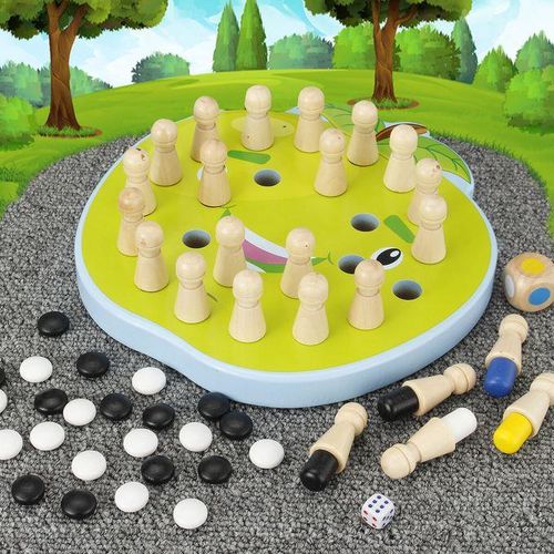 2-in-1 Wooden Memory Chess Baby Kids Educational Toys Parent-Child Leisure Fun
