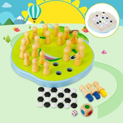 2-in-1 Wooden Memory Chess Baby Kids Educational Toys Parent-Child Leisure Fun