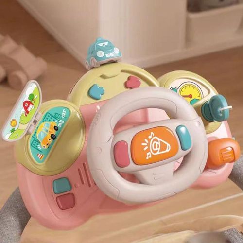 Steering Wheel Toy Turning Pressing Pushing Pulling Pink