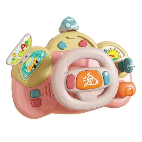 Steering Wheel Toy Turning Pressing Pushing Pulling Pink