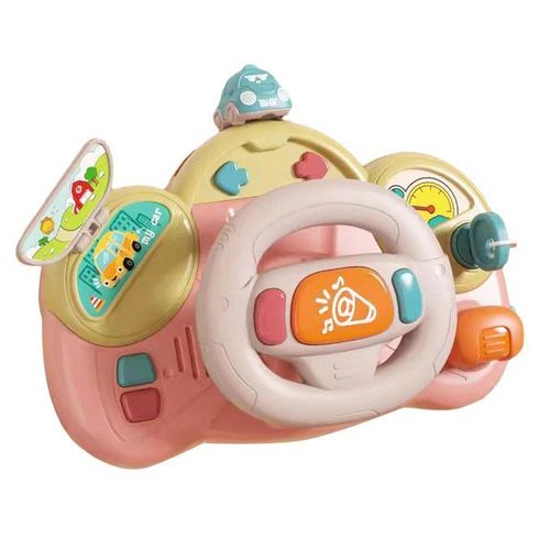 Steering Wheel Toy Turning Pressing Pushing Pulling Pink