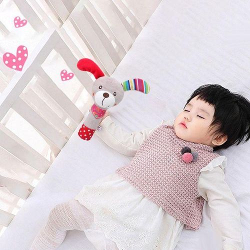 2pcs Animal Shape Hand Rattles Squeaker Sticks Handbells Toddlers
