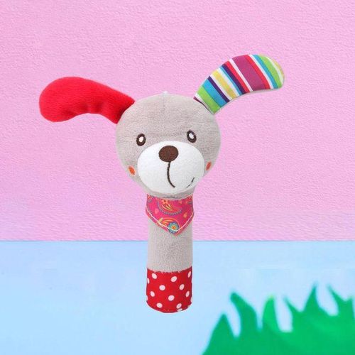 2pcs Animal Shape Hand Rattles Squeaker Sticks Handbells Toddlers
