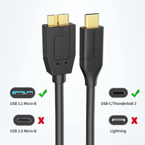 LASA USB Micro B To Type C 3.1 To External Hard Drive Cable-30CM