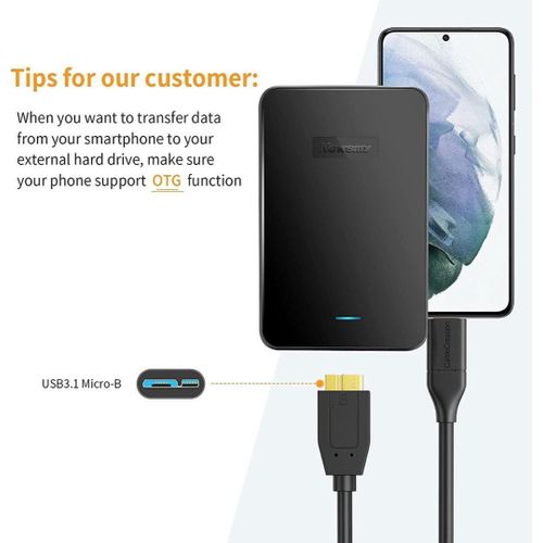 LASA USB Micro B To Type C 3.1 To External Hard Drive Cable-30CM