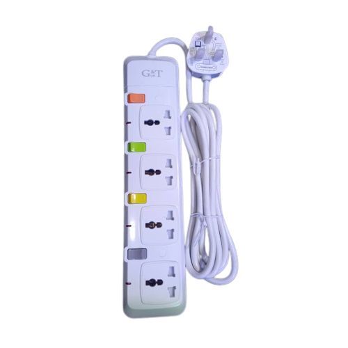 G & T 4 Way Standard  Extension Cable Socket - White