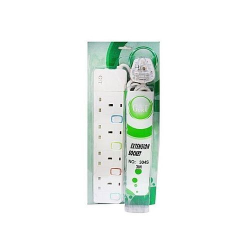 G & T 4 Way Standard  Extension Cable Socket - White