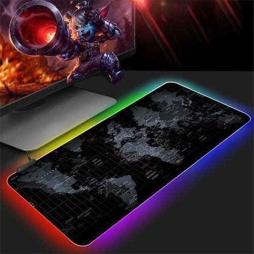 RGB Map Colorful LED Light Gaming Mouse Pad, Gaming Desk Pad