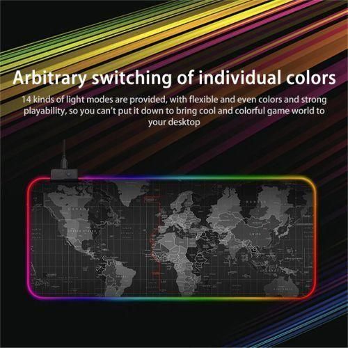 RGB Map Colorful LED Light Gaming Mouse Pad, Gaming Desk Pad
