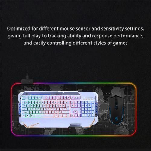 RGB Map Colorful LED Light Gaming Mouse Pad, Gaming Desk Pad