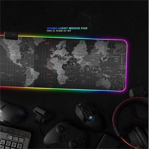 RGB Map Colorful LED Light Gaming Mouse Pad, Gaming Desk Pad