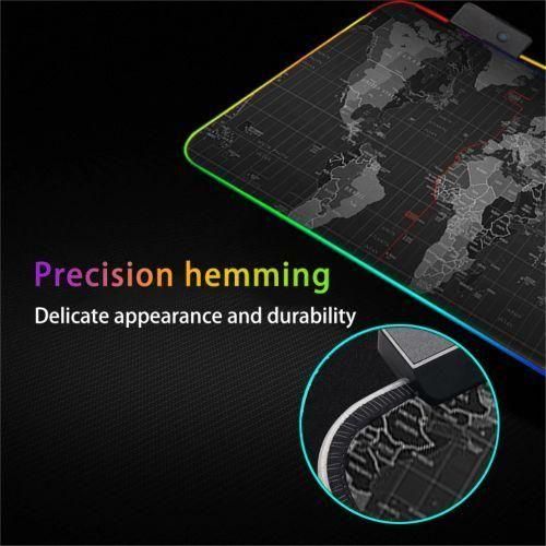 RGB Map Colorful LED Light Gaming Mouse Pad, Gaming Desk Pad