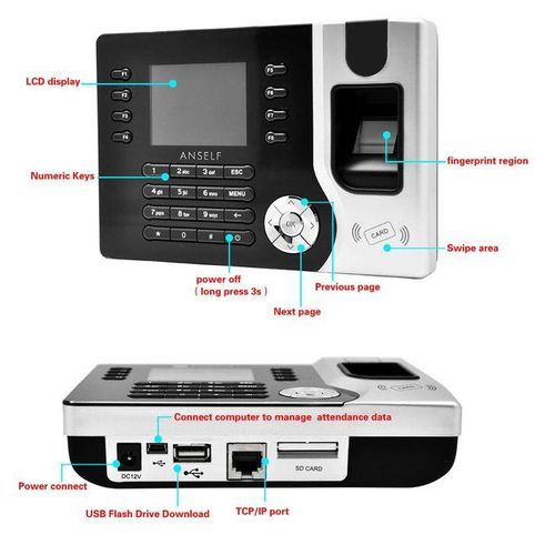 Fingerprint Attendance Machine ID Card Reader Time Clock
