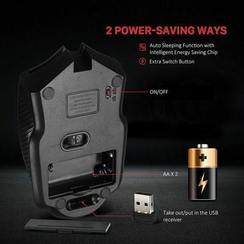 2.4G Wireless Gaming Mouse/Mice USB Rechargeable-Grey&Black