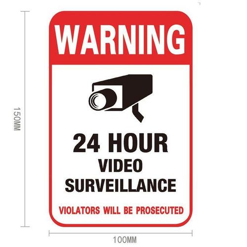 24 Hour Video Monitor Warning Label Camera Sticker Sign