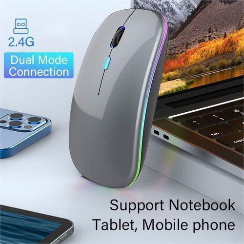 2.4G Wireless Charging Mouse Metal Gray Emit Seven Colors Of Light
