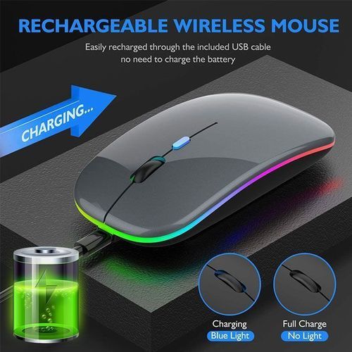 2.4G Wireless Charging Mouse Metal Gray Emit Seven Colors Of Light