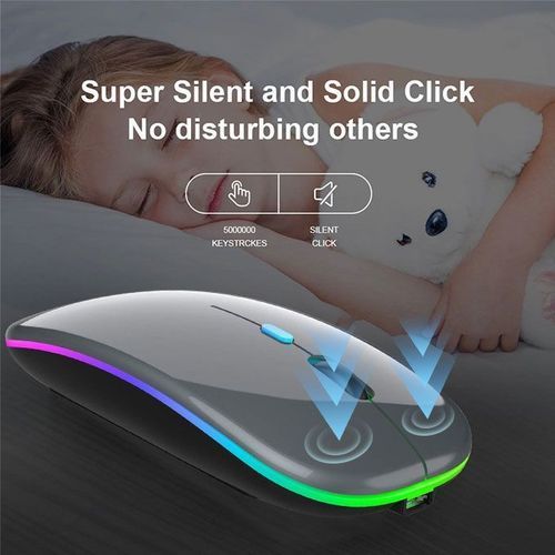 2.4G Wireless Charging Mouse Metal Gray Emit Seven Colors Of Light