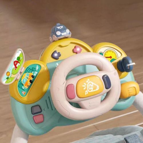 Steering Wheel Toy Turning Pressing Pushing Pulling Blue