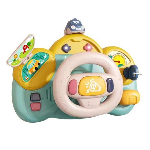 Steering Wheel Toy Turning Pressing Pushing Pulling Blue