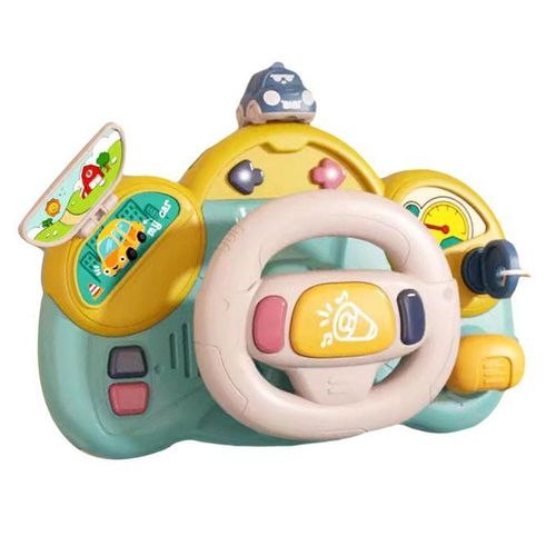 Steering Wheel Toy Turning Pressing Pushing Pulling Blue