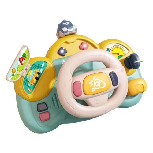 Steering Wheel Toy Turning Pressing Pushing Pulling Blue