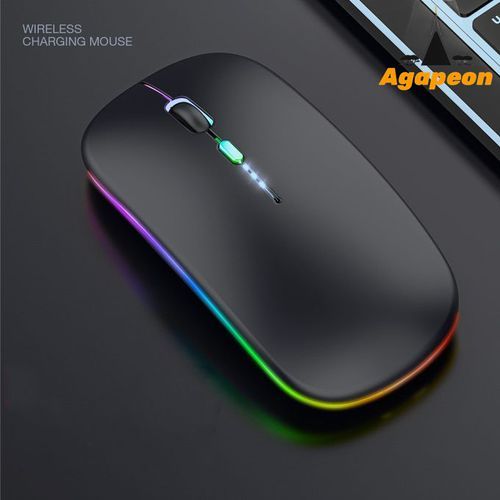 Agapeon Bluetooth + 2.4G Dual-mode Rechargeable Wireless LED Mouse - Black