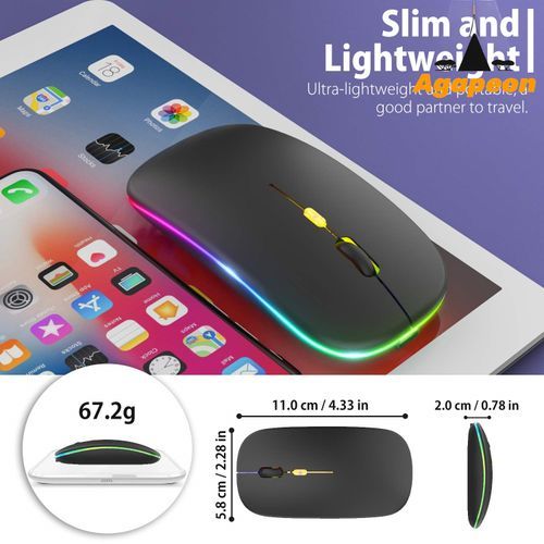 Agapeon Bluetooth + 2.4G Dual-mode Rechargeable Wireless LED Mouse - Black
