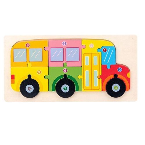 Montessori Assemble Cognitive 3D Puzzle Early Learning Blocks For Bus