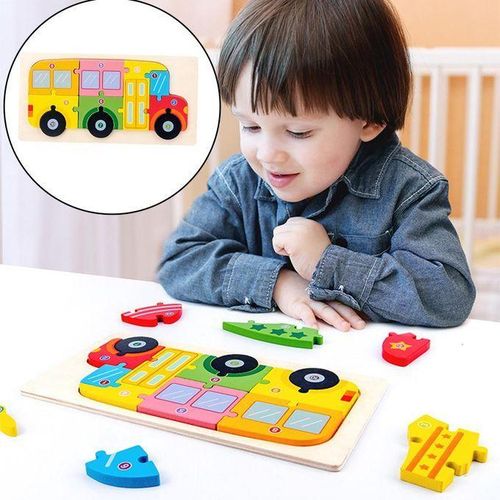 Montessori Assemble Cognitive 3D Puzzle Early Learning Blocks For Bus