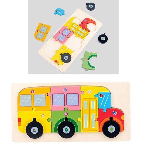 Montessori Assemble Cognitive 3D Puzzle Early Learning Blocks For Bus
