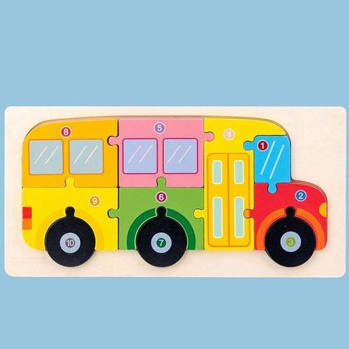 Montessori Assemble Cognitive 3D Puzzle Early Learning Blocks For Bus