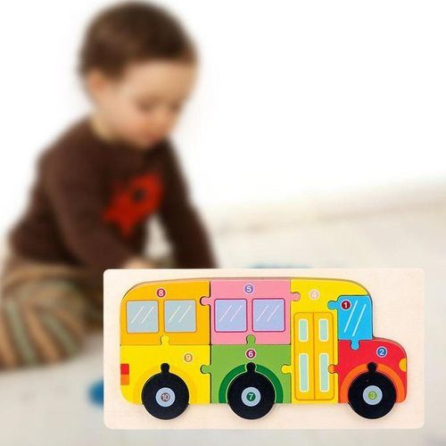 Montessori Assemble Cognitive 3D Puzzle Early Learning Blocks For Bus