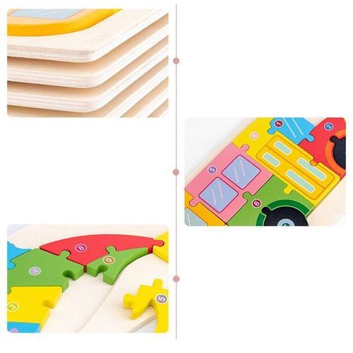 Montessori Assemble Cognitive 3D Puzzle Early Learning Blocks For Bus